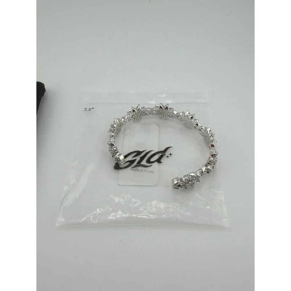 GLD Diamond Infinity Flower Cuff Bracelet 7.5